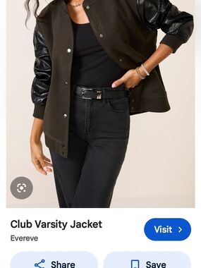 Evereve Olive and Black Varsity Bomber Jacket